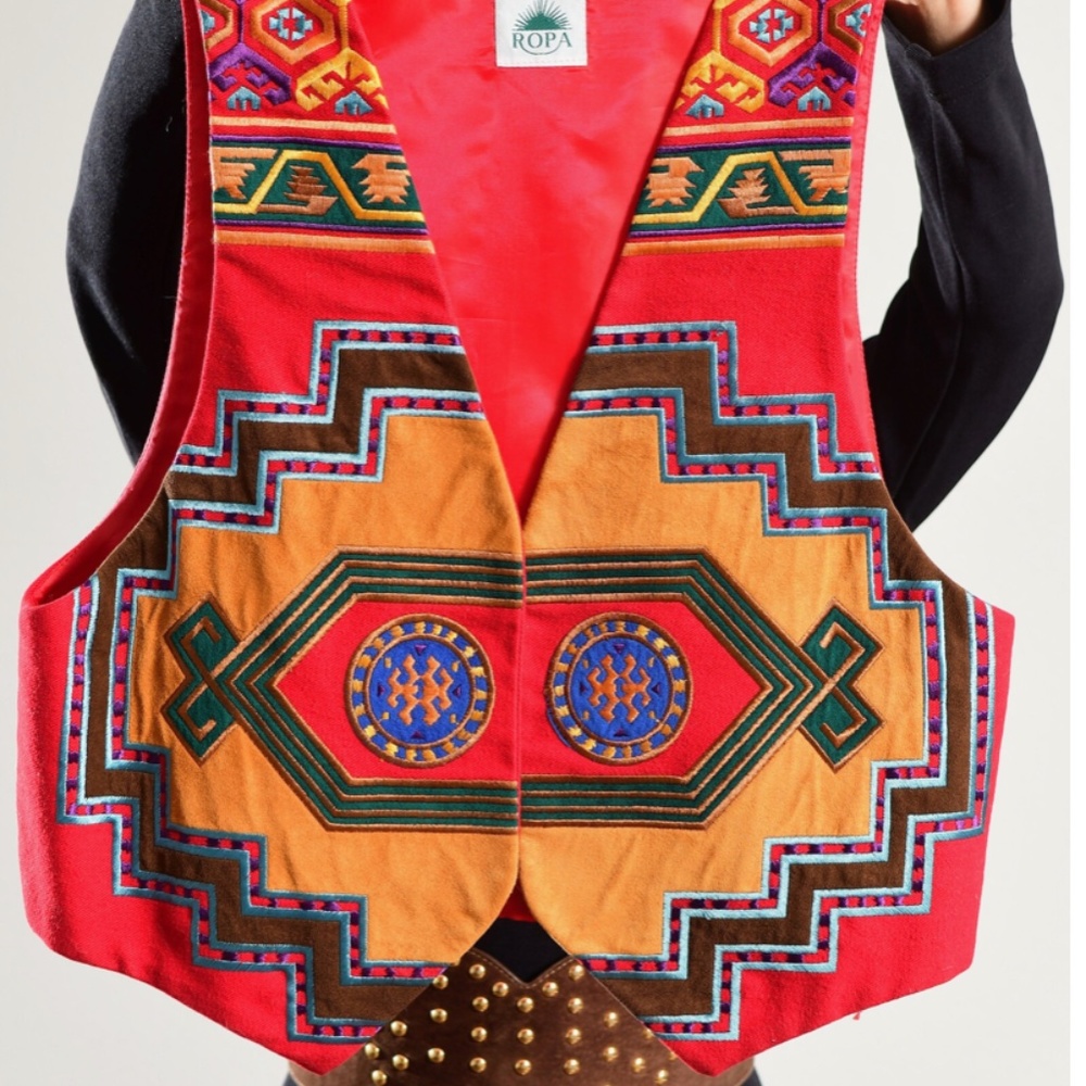 Hairston Roberson Ropa Southwest Vest. Vintage Boho - Picture 13 of 16
